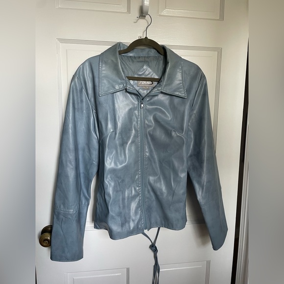rave | Jackets & Coats | Rave Blue Leather Jacket | Poshmark